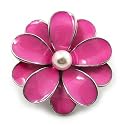 Small Pink Enamel Daisy Pin Brooch (Silver Tone Metal)