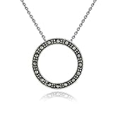 41dzTmcsFsL. SL160  Sterling Silver Jewelry: Sterling Silver Marcasite Open Circle Pendant, 18"
