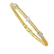 14K Yellow Gold Diamond Accent Basket-Weave Bangle Bracelet - 7.25 inches