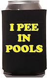 I Pee in Pools - Funny - Black and Yellow Beer Can Cooler