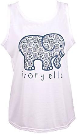 CollTIE Women Lovely Sleeveless Crew Neck Cotton Shirt Elephant Print Pocket Top