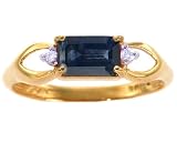 14K Yellow or White Gold Open-Sided Octagonal Gem and Diamond Anniversary Ring-Blue Sapphire-full, half sizes from 5-8.5