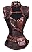 Charmian Women's Retro Goth Spiral Steel Boned Brocade Steampunk Bustiers Corset with Jacket and Belt Dark-Brown Small