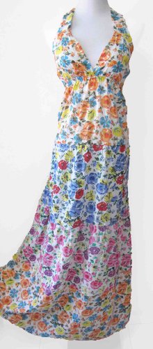the grace eboutique Boho Maxi tier garden floral grecian halter hippie summer beach dress onSale