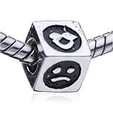 Pandora Bead & Bracelet Fit - Silver Tone Mood Face European Charm Beads Plated Charms