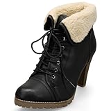 MQ23 Damen durchgehend gefütterte Ankle-Stiefeletten mit Trichterabsatz MQ1235 Black Gr. 40