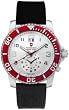 Maverick II Quartz Alarm Silver Tone Dial Black Strap Red Bezel