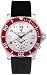 Maverick II Quartz Silver Tone Dial Black Strap Red Bezel Dual Time Zone
