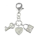 SilberDream Charms - Charm Coeur Heart clés zircone pour charmes colliers bracelets boucles doreilles - Argent 925 Sterling - FC224W