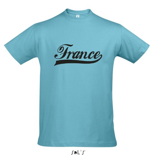 T-Shirt Frankreich Oldschool France LÄNDERSHIRT EM / WM FAN Trikot S-XXL , Atoll blue – schwarz , S