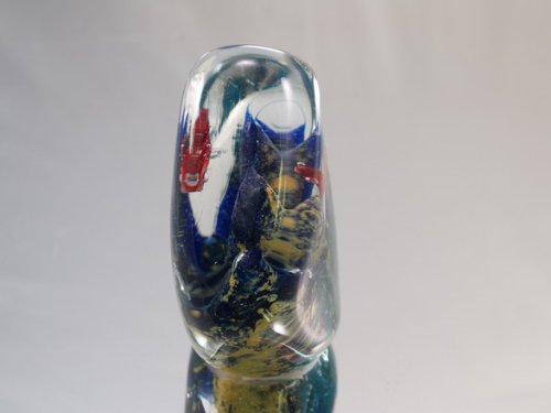 Murano Design Hand Blown Glass Fish in Fishtank Art Paperweight