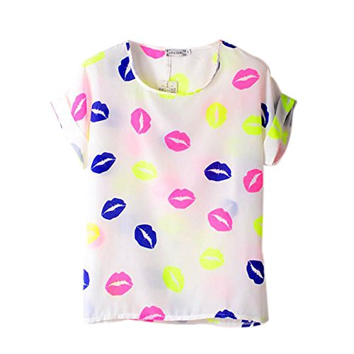 ROPALIA Ladies Girl summer Chiffon Loose Blouse Multicolors T-shirt Batwing Tops