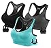 Fittin Womens Padded Sports Bras Wire Free with Removable Pads Grey ,XL,3 pack
