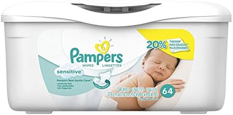 Pampers Sensitive Hypoallergenic, Gentle Cleaning Wipes Tub 64 Count