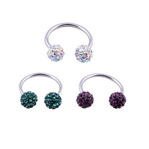 Kadima Body Piercing Jewelry Swarovski CZ Bling Rhinestone Unisex Ball Lot of 3 16G 3/8