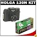 Holga 120N Medium Format Fixed Focus Camera with Lens with Fujifilm Fujicolor Pro 400H Color Negative Film, ISO 400, 120 Size, Pack of 5, USA