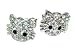 Dazzling Crystal Kitty Stud Earrings with Aurora Borealis Bow 1/2