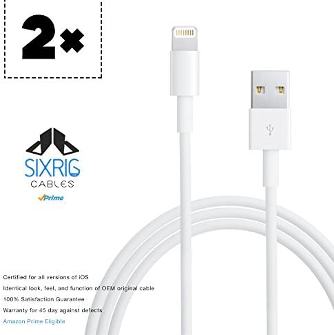CellCharge High Quality USB Cable for iPhone 5,5C,5S / iPad Air,4,Mini / iPod Touch 5, Nano 7 (White x2)