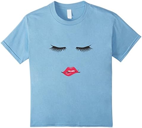 Kids Fashion Eyelash LipsT Shirt  6 Baby Blue