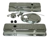 1958-86 Chevy Small Block 283-305-327-350 Chrome Steel (Tall) Engine Dress Up Kit - Flamed