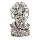 Benzara 44157 12 In. Silver Ganesha Statue Elephant Head God Of Success