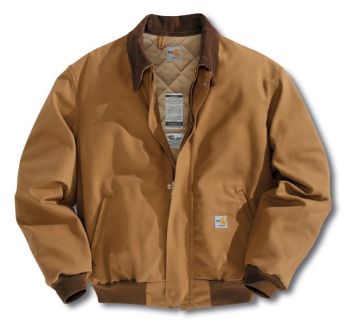Buy Carhartt® Flame-Resistant Quilt-Lined Duck Bomber Jacket Brown by CARHARTT