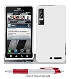 White Motorola Droid 3 Rubber Touch Premium Design Hard Cover Case + Bonus  ....
