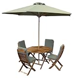 Review Firmans  / Ascot Wooden Octagonal Garden Dining Table Set with 4 Ascot Folding Chairs complete with 4 Sage Green Seat & Back Cushions and a 250cm Silverwood Sage Green Parasol