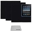 (4 Piece Set) 3 Extra Large MagicFiber Ultra Fine Microfiber Cleaning Cloths (Black) + 1 Microfiber Lens Cleaning Cloth (Grey) - Perfect for Tablets (Kindle, Fire, Galaxy Tab, iPad, Nook, Xoom), HDTV LCD Screens, Chrome Surfaces, DSLR Camera Lenses (Canon, Nikon, Sony), Cell Phones (Apple iPhone, HTC Evo, Samsung Android Nexus) Safe for all surfaces