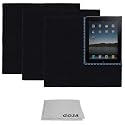 (4 Piece Set) 3 Extra Large MagicFiber Ultra Fine Microfiber Cleaning Cloths (Black) + 1 Microfiber Lens Cleaning Cloth (Grey) - Perfect for Tablets (Kindle, Fire, Galaxy Tab, iPad, Nook, Xoom), HDTV LCD Screens, Chrome Surfaces, DSLR Camera Lenses (Canon, Nikon, Sony), Cell Phones (Apple iPhone, HTC Evo, Samsung Android Nexus) Safe for all surfaces