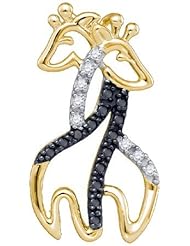 0.12ctw Black & White Round Diamond Giraffe Pendant