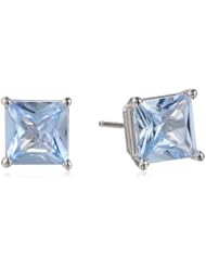 10k Gold Princess Square Gemstone Stud Earrings (6mm )