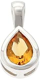 Sterling Silver Pendant Rhodium Platted Citrine Pear Shape