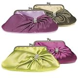 Convertible Satin Clutch Purse with Crystal Wrap - Apple Green