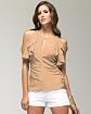 bebe Silky Side Shirred Flutter Top