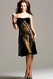 Black and Gold Silk Chiffon Dresses by Faviana