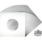 (100) White Paper Innersleeves With a Hole for 7" (45rpm) Vinyl Records - 07IW - 7-1/8" x 7"