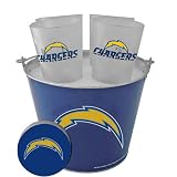 San Diego Chargers NFL Metal Bucket, Frost Resist Pint Glass & Coaster Set