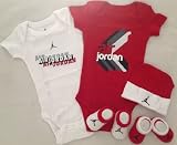 Nike Jordan Baby 0-6 Months Lap/Shoulder Bodysuits,Booties and Cap With FLY SINCE 1985 & Jordan Logo 3 PCS Set