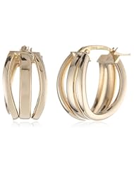 14K Italian Yellow Gold High Polish Triple Oval Hoop Earrings