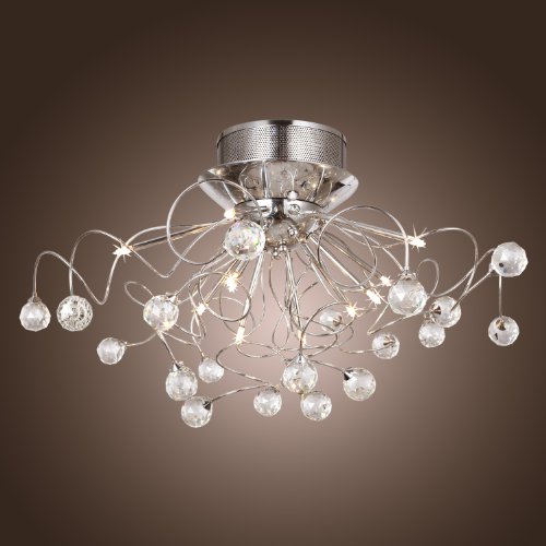 LightInTheBox Modern Crystal chandelier with 11 Lights Chrom, Flush Mount Chandeliers Modern Ceiling Light Fixture for Hallway, Entry, Bedroom, Living Room with Bulb Included