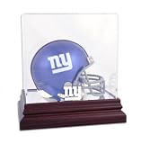 New York Giants Mahogany Mini Helmet Logo Display Case