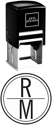 2 Initial Circle Monogram Custom Personalized Self Inking Return Address Stamp - Great Wedding, Housewarming, or Teacher Client Gift