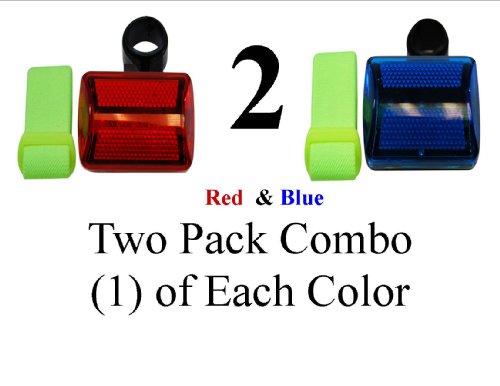 Red & Blue Combo 2 Pack Flashing 5 LED Bike, Runners, Joggers 7 Function Safety Light w/Arm Band & Bike Mount