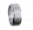 316L Stainless Steel Spinner Ring - Roman Numerals (Sizes 9-13)stone - Width: 7mm (Sizes 8-12)