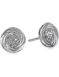 Sterling Silver White Diamond Round Swirl Post Stud Earrings (0.10 cttw, H-I Color, I1-I2 Clarity)