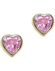 Childs Pink Cubic Zirconia Heart Earrings