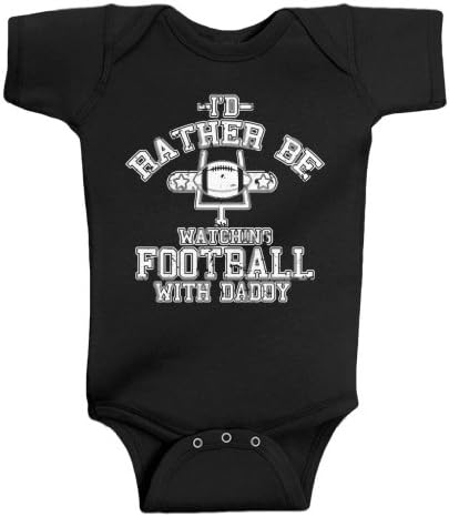 Threadrock Unisex Baby I'd Rather Be Watching Football With Daddy Bodysuit 6M Black