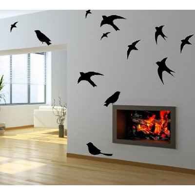 Vinyl Wall Art Decor Black Birds in Flight Vinyl Wall Decal Sticker Graphic