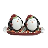 Grasslands Road Make It Merry Penguin Salt-and-Pepper Set with Candy-Shaped Tray
